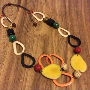 Handmade Mixture Colorful Materials Long Necklace.